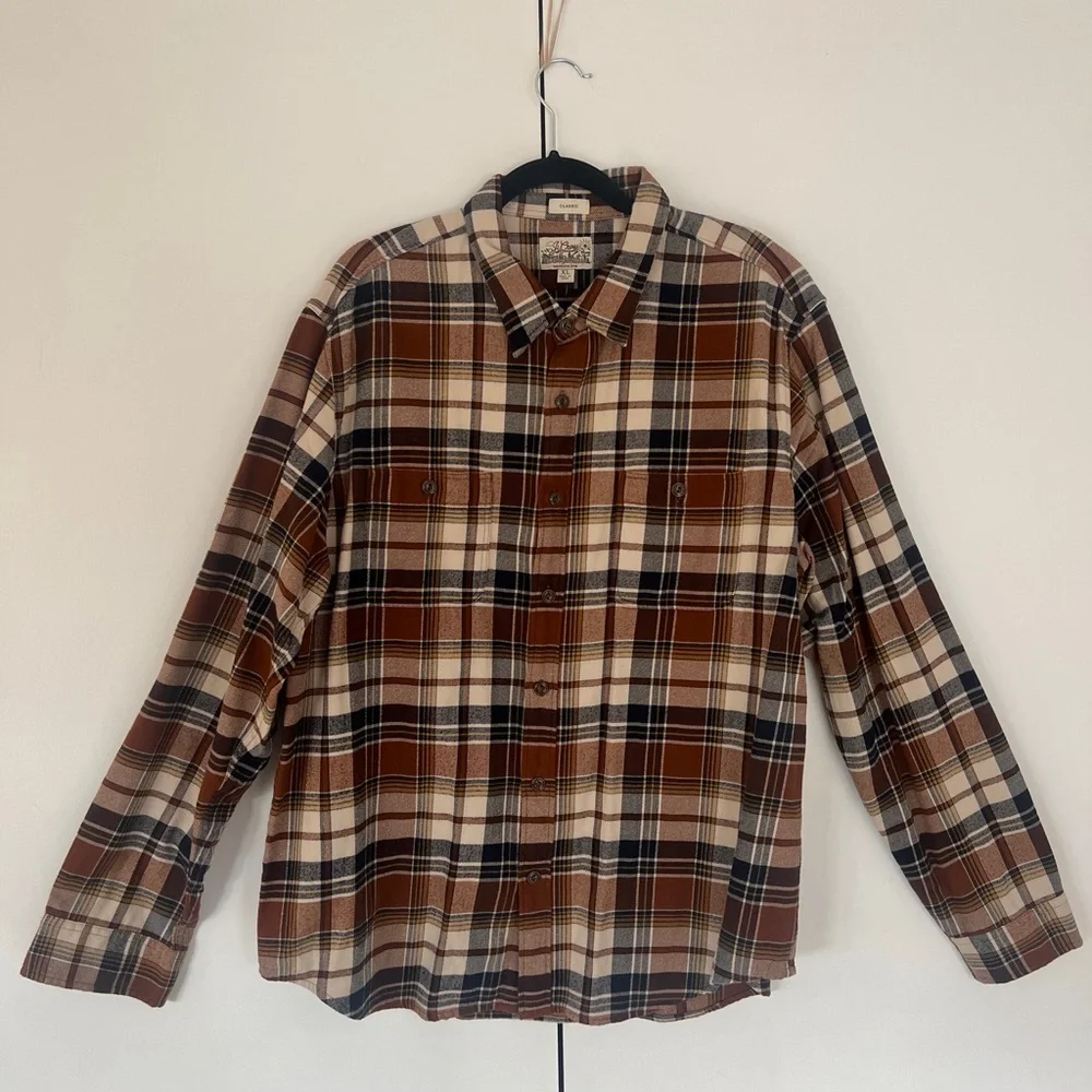Plaid Men's Shirt in Brown and White - Picture 5 of 5